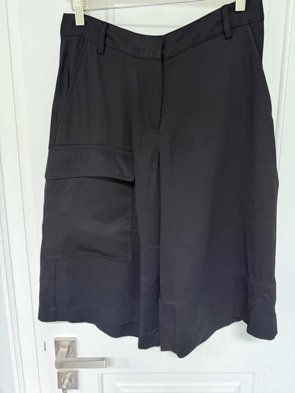 Tibi Black Tropical Wool Relaxed Cargo Short